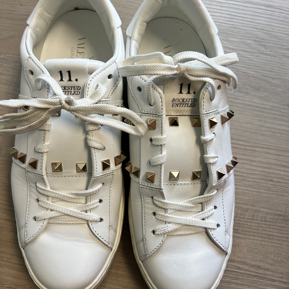 Valentino White Rockstud Sneakers